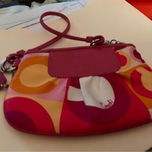 Coach Pink and Orange Clutch